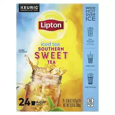 Lipton Iced Tea K-Cup Pods Keurig Southern Sweet Black Tea Caffeinated Bags 24 • $24.98