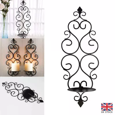 Iron Wall Hanging Candle Stand Sconces Holder Swirling Vintage Home Decoration • £9.99