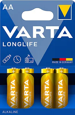 4x VARTA Longlife Aa Mignon Alkaline Battery (1x 4er Blister) LR6 MN1500 15 V • $2.43