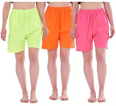 Ladies Plain Quick Dry Swimming Shorts Elasticated Mesh Lined Summer Swimwear • £9.95