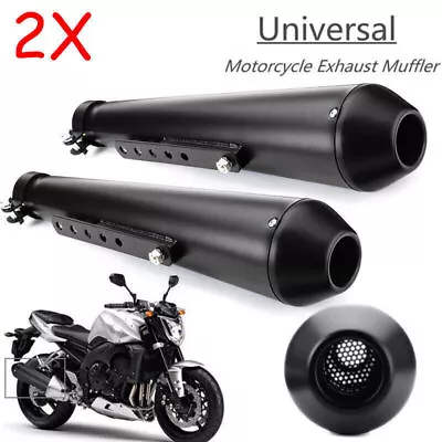 2pc Universal Motorcycle Exhaust Pipe Muffler Silencer Fit For Harley/Racer Cafe • $79.98