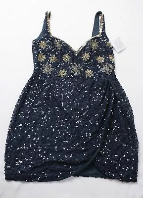 Band Of Stars Women's Embellished Mini Skater Dress BE5 Navy Size 12 (US 8) NWT • $34.99