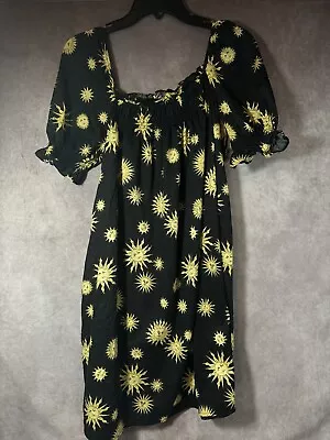 ModCloth Daytime Mood Babydoll Dress Sun Celestial Black - Medium • $14.50