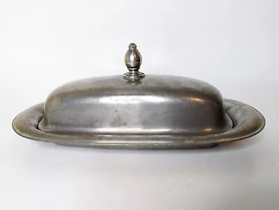 Vintage Metal Silver Butter Dish With Lid Decorative Top Beautiful Table Decor • $9.95