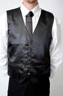 Mens Formal Party Wedding Waist Coat Waiters Waistcoats In 20 Colors All Sizes • £6.75