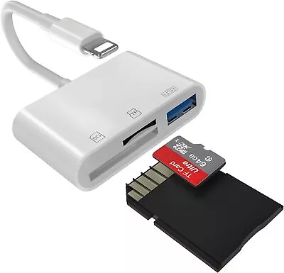 SD Card Reader For IPhone/iPad 8-Pin  SD/TF Card Camera Reader Adapter UK • £2.99