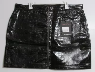 Women's Liquor N Poker Plus Croc Vinyl Mini Skirt Black [UK Size 18-US Size 14] • $18.95