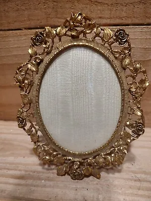 Vintage Matson Gold 3 X 4 Convex Oval Roses Picture Frame • $70