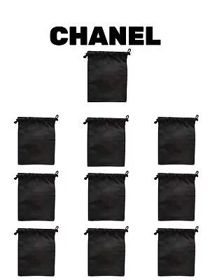 Wholesale Lot Of 10 Chanel Black Makeup/Jewelry Pouch Drawstring Bag Authentic • $36