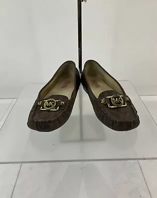 MICHAEL Michael Kors Brown Logo Faux Leather Slip-On Bit Loafers Size 5.5 • $18