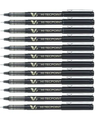 £12.99 • Buy 12 X Pilot Hi-Tecpoint V7 Cartridge System Pen Liquid Ink Rollerball Pen BLACK