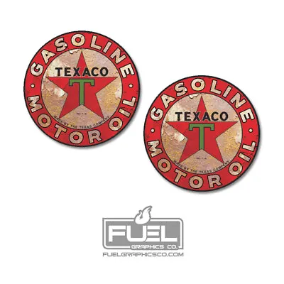 Texaco Rusted Premium Vinyl Decal 2-Pack - Made In The USA - Vintage Oil Logo • $10.74