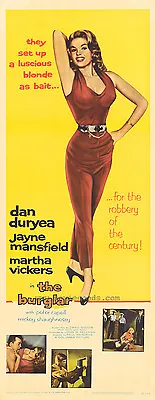 THE BURGLAR Movie POSTER 14x36 Insert Dan Duryea Jayne Mansfield Martha Vickers • $17.98