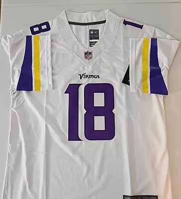 Nwt Vikings #18 Justin Jefferson Adult White Jersey Size L • $36.99