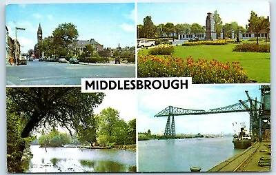 Postcard Middlesborough Yorkshire Town Hall War Memorial Albert Park Bridge • £2.25