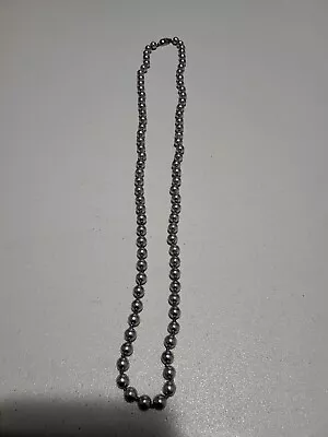 Vintage Monet Silver Gray Faux Pearl Necklace 15 1/2   -  Signed  • $4