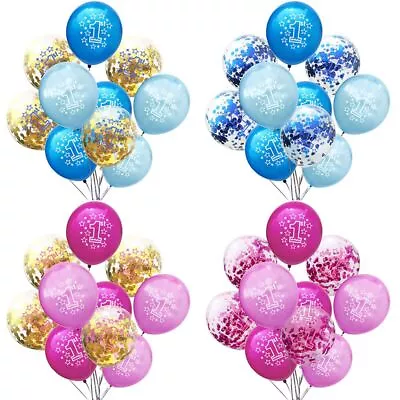 Year Old Blue Pink Baby Shower Confetti Balloon Latex Balloons Set 1st Birthday • $8.15