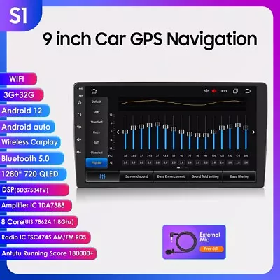 2 Din Android 12 9'' Car Stereo Gps Navi Auto Carplay Radio RDS WiFi DSP 3G+32GB • $199.99