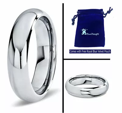 6mm MEN OR LADIES Genuine SHINY POLISH DOME Tungsten Carbide Wedding Band Ring  • $23.96