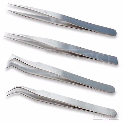 £5.59 • Buy Expo Tweezers Stainless Steel AA Straight Pointed Angled Curved Craft Model