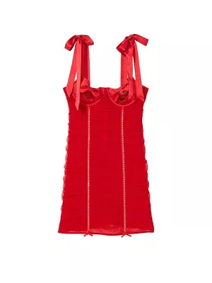 VICTORIA'S SECRET    Wicked Open-Cup Ruched Red Diamond Slip L • $49.99