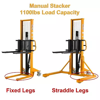 APOLLOLIFT 1100lbs Manual Stacker - Fixed/Straddle Legs Walkie Stacker 63  Lift • $1310