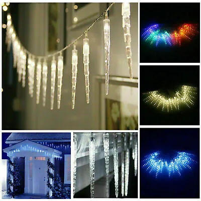 Christmas Frozen LED Icicle Fairy String Lights Outdoor Garden Xmas Patio Decors • £6.85
