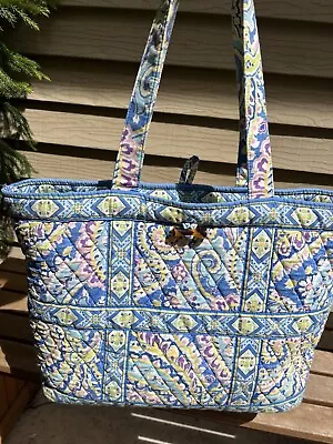 Vera Bradley Tic Tac Tote Bag Large Capri Blue Paisley Quilted Toggle Pockets • $15.99