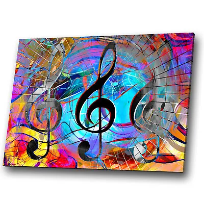 Colourful Music Notes Cool Abstract Canvas Wall Art Large Picture Prints • £9.99