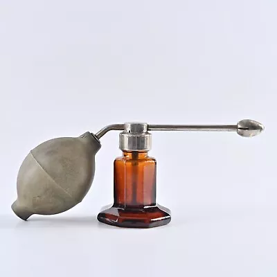 Vintage Nasal Throat Atomizer Eagle Brand Medical Spray Bottle Amber Glass • $18.95