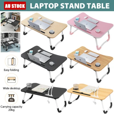 Laptop Stand Table Foldable Desk Computer Study Bed Adjustable Portable Cup Slot • $21.69