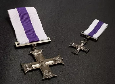 Pair Of Replica Military Cross Medals. Full Size And Miniature. Award//Gallantry • £12.99