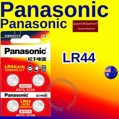 4 X LR44 Panasonic 0%Hg 1.5V Genuine Battery A76/AG13 Alkaline Batteries • $3.80