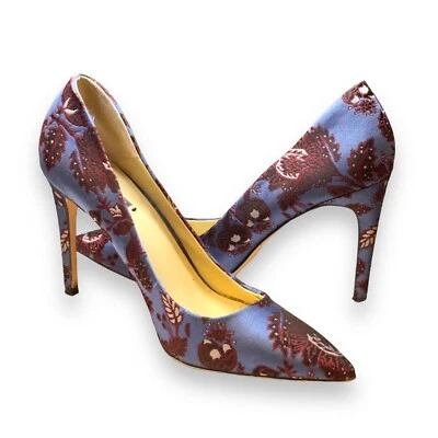 $19.85 • Buy WOMEN'S ZARA BASIC BLUE BROCADE FLORAL STILETTO PUMPS Scarpin HEELS - SIZE 9