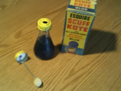 1950's Vintage Unopened Bottle Esquire Scuff Kote Blue Shoe Polish Bottle & Box • $26.85