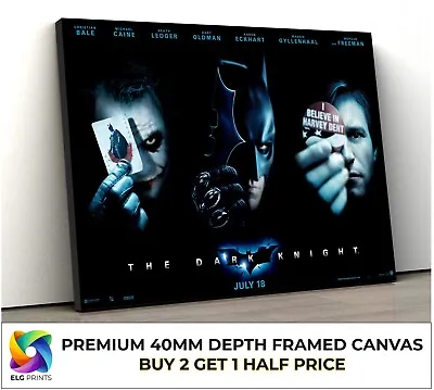 Dark Knight Joker Two-Face Classic Movie Large CANVAS Art Print Gift • £19