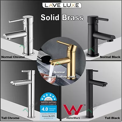 Bathroom Vanity Basin Mixer Tap Tall Round Spout Faucet Black Chrome Gold Brass • $57.20