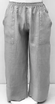 Plus Size La Bass Grey Linen 2 Patch Pockets Baggy Pants/trousers L-xl  • $82.09