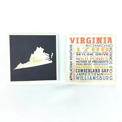 Virginia Ceramic Coasters VA X 2 Typography Design HOME State Lantern Press • $4.99