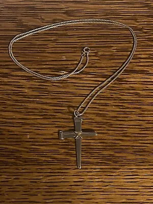Nail Cross Sterling & 14K Gold With Sterling Box Chain - READ! • $59.99