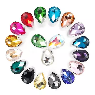 20 Crystal Glass Teardrop Rhinestones Rose Montees Beads 13X18mm Sew On Beads • $3.50