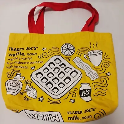 $6.50 • Buy Trader Joes Heavy Cotton Reusable Yellow Shopping Bag Waffle Toast Bag