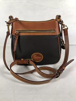 Dooney & Bourke Womens Dark Brown Tan Inner Pockets Classic Small Crossbody Bag • $29