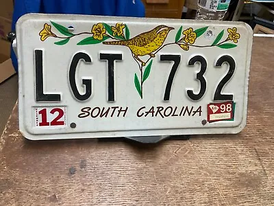 License Plate Tag South Carolina SC Wren Bird LGT 732 1998 Rustic USA • $9.25