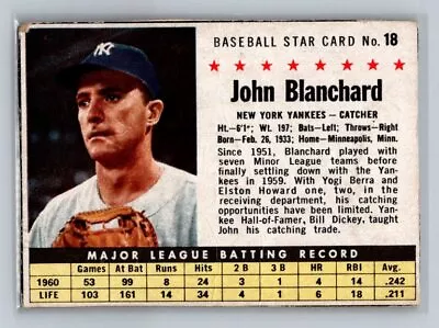1961 Post Cereal #18 John Blanchard • $4.95