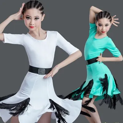 Kids Girl Latin Dance Dress Salsa Tassel Dancewear Ballroom With Underpants • $36.42