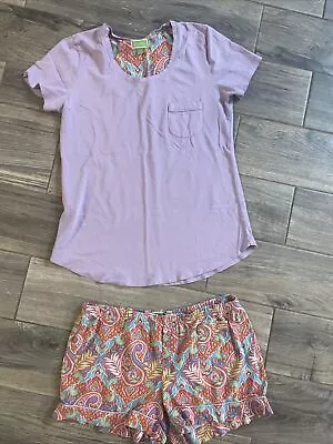 Vera Bradley Purple And Red Paisley Pajama Short And Shirt Set S/M • $9.99