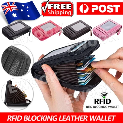 $9.95 • Buy Anti-theft Credit Card Holder RFID Blocking Leather Wallet  Men Women Coin Purse