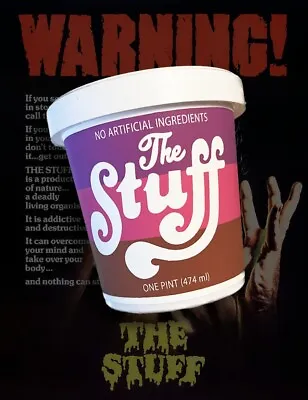 The Stuff Pint Movie Prop Container Horror Dessert 1985 • $24