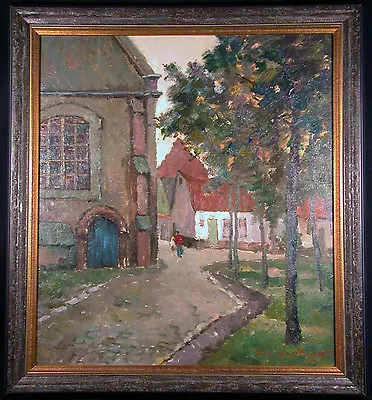 Village In The Brebant Original Impressionist Oil Painting By Maurice De Meyer • $1895